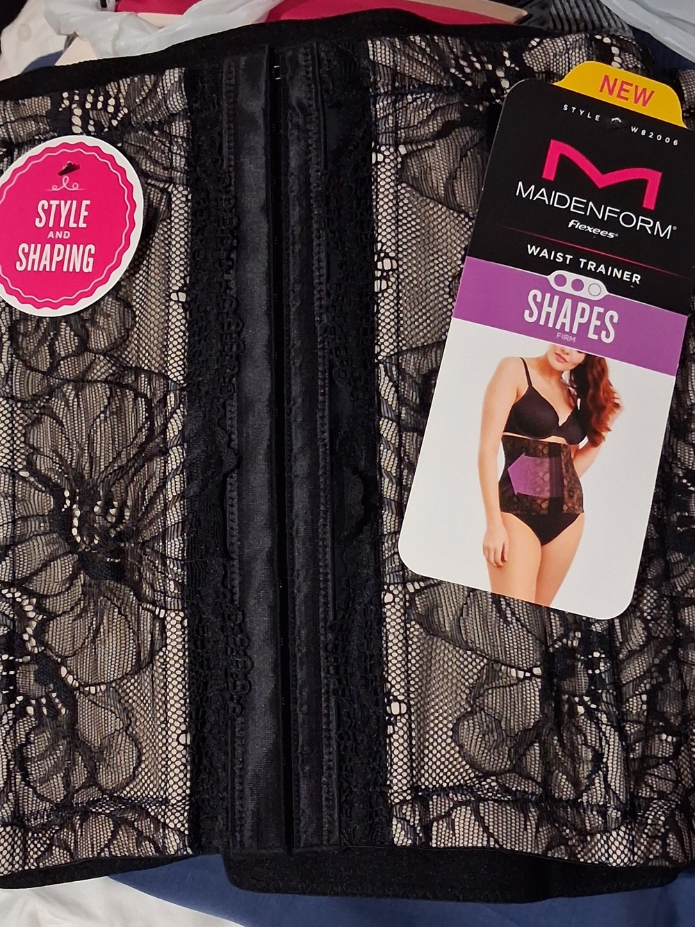 Maidenform Black Lace Waist Trainer Shaper - Floral Overlay 2x
